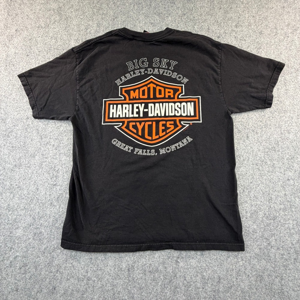 Harley-Davidson Big Sky Montana Graphic T-Shirt Black Mens Large Cotton